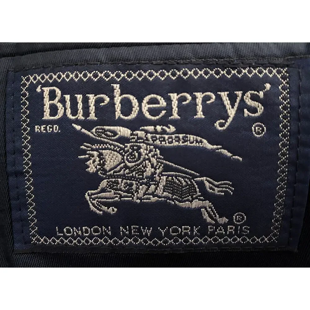 Vintage Men's Burberrys' Sport Coat Navy‎ Single Breasted Silver Logo Buttons